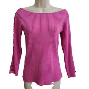 Y2K Ribbed Knit Long Sleeve Top Laced Caged Sleeves Silk Blend Large